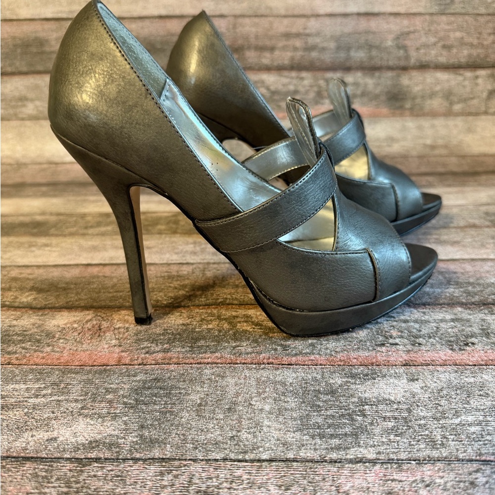 Bakers Y2K Charcoal Peep-Toe Heels